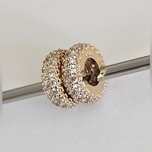 TWO (2) Pandora 14K Gold Clear CZ Pave Spacers. 750835CZ.